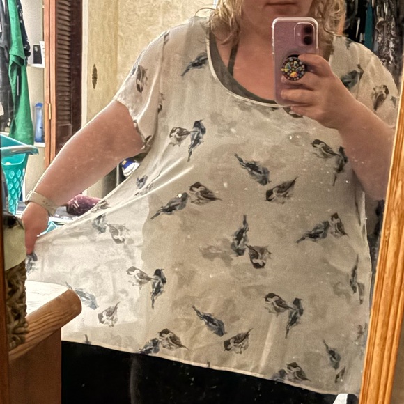Torrid 3X Women's Bird Print Blouse Top Plus Size - Picture 5 of 7